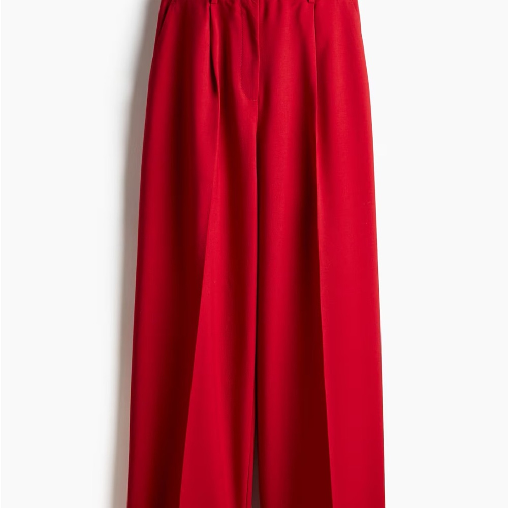 H&M Red Straight cut dress pants, wide leg trousers, size 16